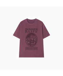 275g Heavy Cotton Runner Graffiti Pigment T Shirt_Burgundy