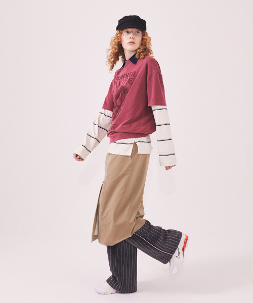 MENASOO(ミナス)の「275g Heavy Cotton Runner Graffiti Pigment T Shirt_Burgundy(Tシャツ/カットソー・レディース・バーガンディー・SMALL/MEDIUM)」の10枚目の写真