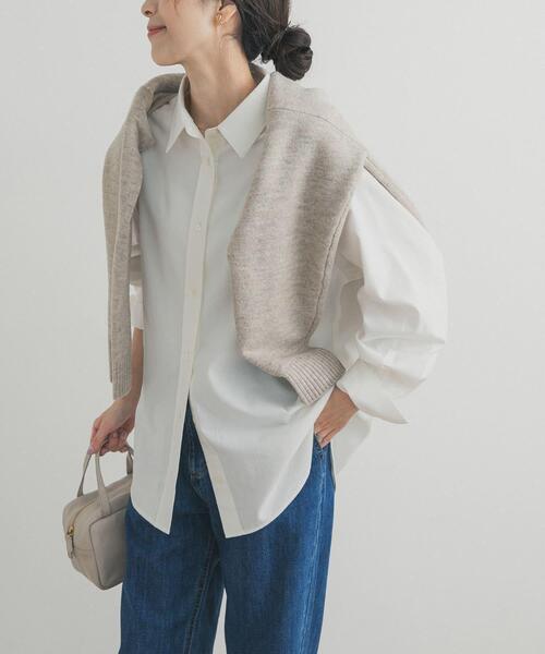 URBAN RESEARCH DOORS（アーバンリサーチドアーズ）の「起毛レギュラーカラーシャツ（シャツ/ブラウス・レディース・ネイビー/ベージュ/オフホワイト・FREE）」の4枚目の写真