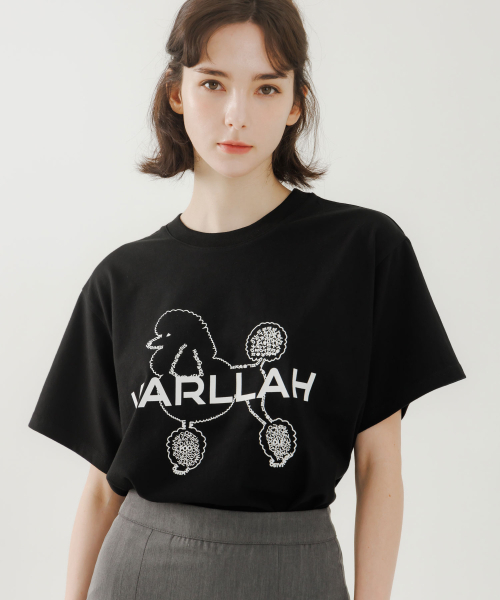 KARLLAH(カラ)の「プードルプリント半袖Tシャツ-ブラック(Tシャツ/カットソー・レディース・ブラック・FREE)」の1枚目の写真