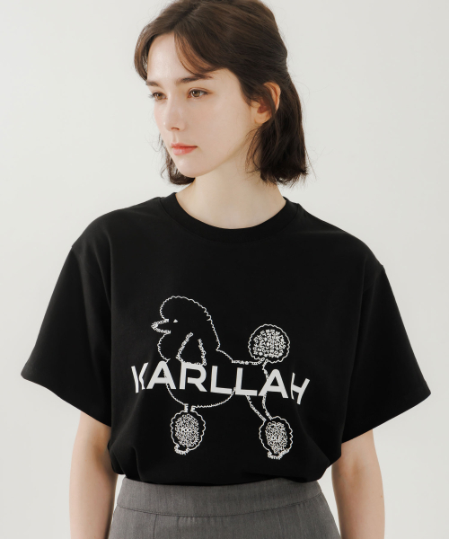 KARLLAH(カラ)の「プードルプリント半袖Tシャツ-ブラック(Tシャツ/カットソー・レディース・ブラック・FREE)」の5枚目の写真