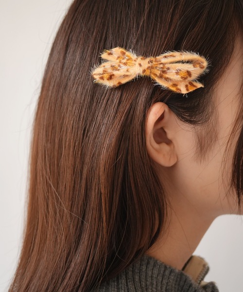 セール】【 Port / ポート 】 レオパード リボン ヘアクリップ (2個