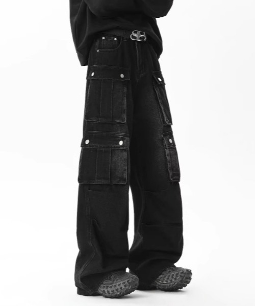 セール】【26年春夏新作】マルチポケットブラックウォッシュカーゴ