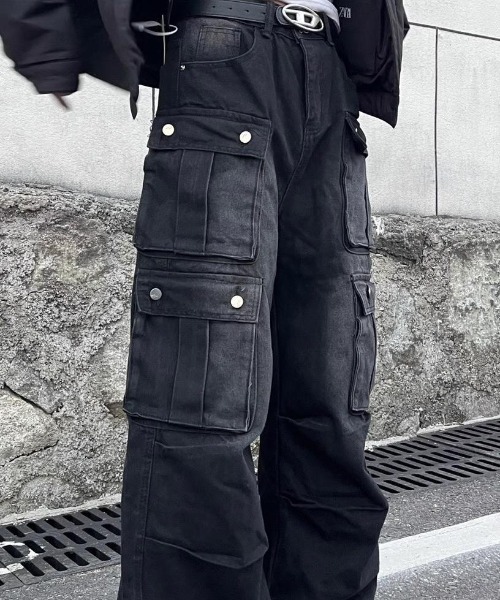 セール】【26年春夏新作】マルチポケットブラックウォッシュカーゴ