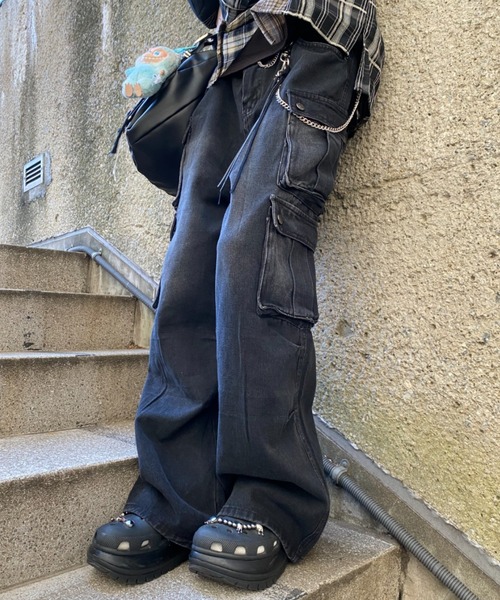 セール】【26年春夏新作】マルチポケットブラックウォッシュカーゴ