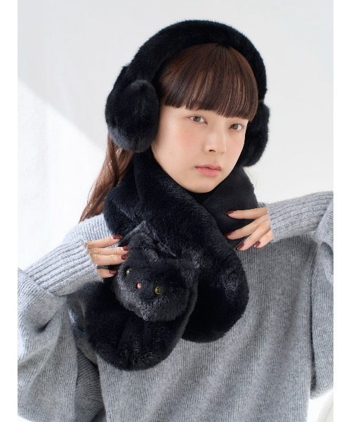 ふわふわ黒猫マフラー（イヤーマフ）｜tutuanna（チュチュアンナ）の