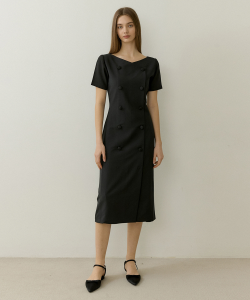 REORG(リオルグ)の「RE-BOAT NECK PENCLE HALF OPS BLACK(ワンピース・レディース・その他・MEDIUM)」の1枚目の写真