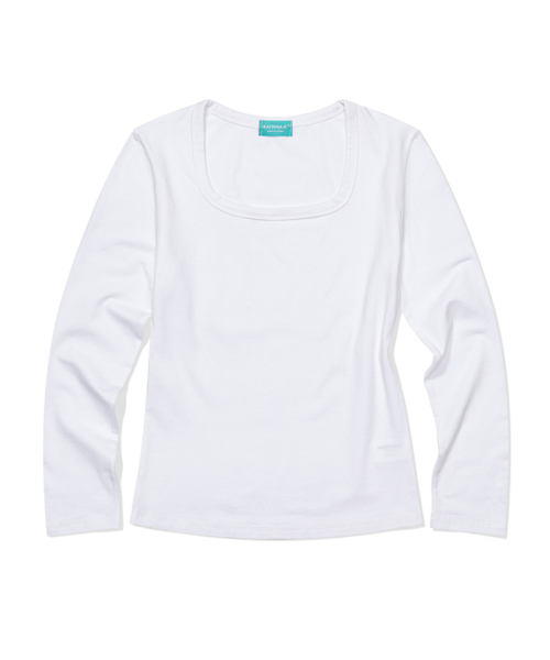 KATRINA K(カトリーナケイ)の「クラシックスリムフィットスクエアネック長袖Tシャツ-ホワイト(Tシャツ/カットソー・レディース・ホワイト・FREE)」の1枚目の写真