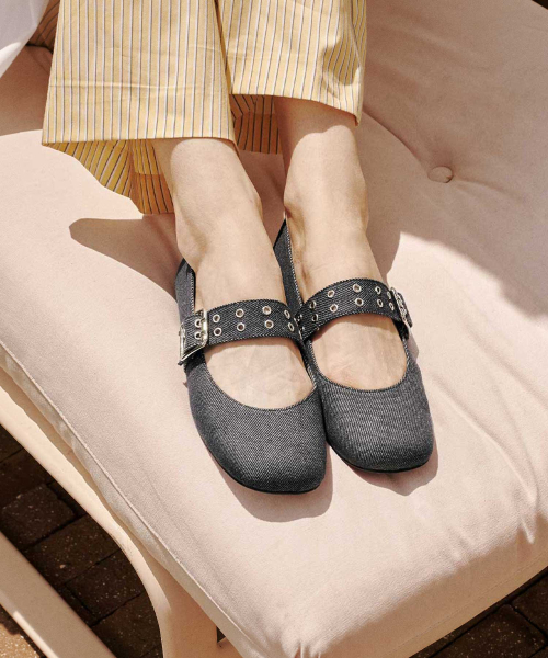 Eyelet Strap Maryjane - Denim