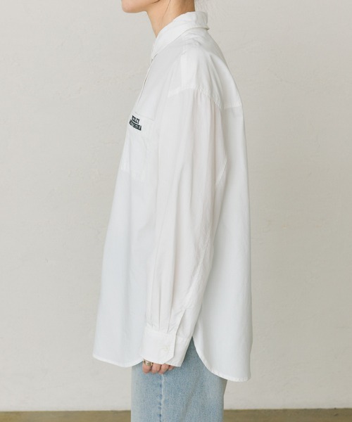 PUAL CE CIN(ピュアルセシン)の「コットンリヨセルロゴ刺繍シャツ(シャツ/ブラウス・レディース・オフホワイト/ブルー・FREE)」の8枚目の写真