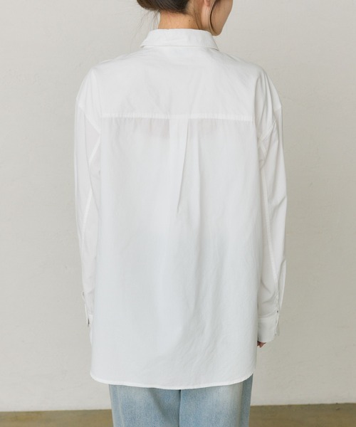 PUAL CE CIN(ピュアルセシン)の「コットンリヨセルロゴ刺繍シャツ(シャツ/ブラウス・レディース・オフホワイト/ブルー・FREE)」の7枚目の写真