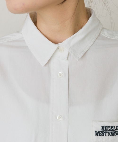 PUAL CE CIN(ピュアルセシン)の「コットンリヨセルロゴ刺繍シャツ(シャツ/ブラウス・レディース・オフホワイト/ブルー・FREE)」の6枚目の写真