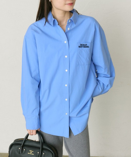 PUAL CE CIN(ピュアルセシン)の「コットンリヨセルロゴ刺繍シャツ(シャツ/ブラウス・レディース・オフホワイト/ブルー・FREE)」の21枚目の写真