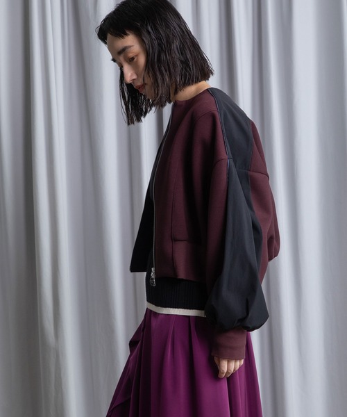 MARECHAL TERRE（マルシャルテル）の「パイピングジップブルゾン（ブルゾン・レディース・ボルドー/ネイビー/ブラック/グレイッシュベージュ・MEDIUM）」の5枚目の写真