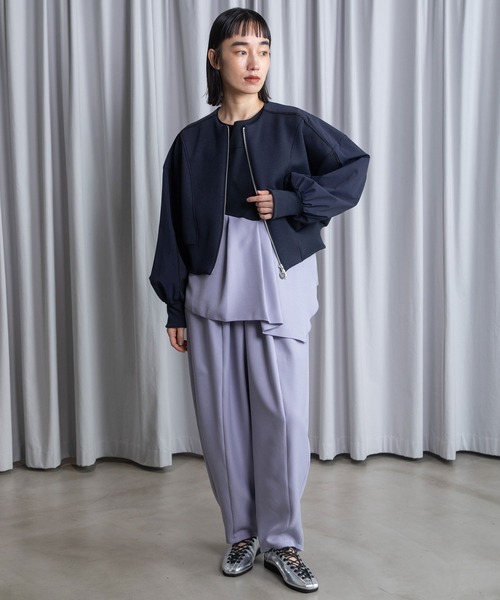 MARECHAL TERRE（マルシャルテル）の「パイピングジップブルゾン（ブルゾン・レディース・ボルドー/ネイビー/ブラック/グレイッシュベージュ・MEDIUM）」の13枚目の写真