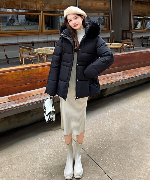 フーディーダウンジャケット 中綿アウター（ダウンジャケット/コート