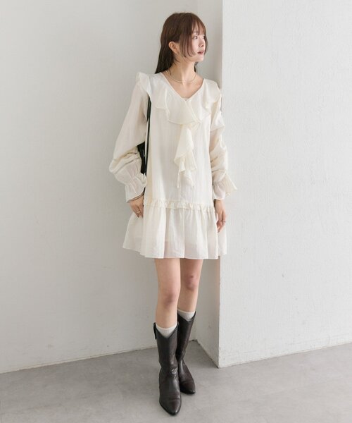 mystic（ミスティック）の「【柔らか素材/2色展開】ラッフルティアードミニワンピース（ワンピース・レディース・ブラック/アイボリー・FREE）」の16枚目の写真