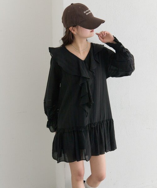 mystic（ミスティック）の「【柔らか素材/2色展開】ラッフルティアードミニワンピース（ワンピース・レディース・ブラック/アイボリー・FREE）」の22枚目の写真