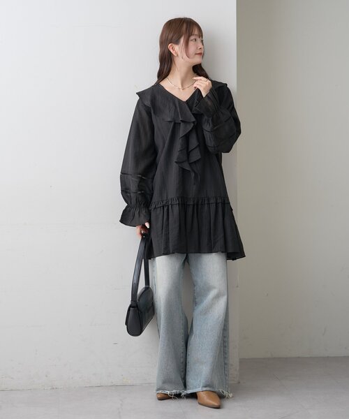 mystic（ミスティック）の「【柔らか素材/2色展開】ラッフルティアードミニワンピース（ワンピース・レディース・ブラック/アイボリー・FREE）」の18枚目の写真