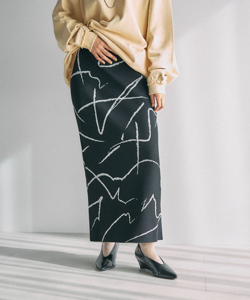 14ゲージアソート柄ニットスカート 638125（スカート）｜LEPSIM