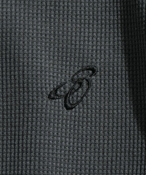 Starting Over（スターティングオーバー）の「short length one point embroidery press-stud henry neck thermal long-sleeved T-shirt/ショートレングス ワンポイント刺繍 スナップ ヘンリーネック サーマル ロングスリーブTシャツ 短丈 スナップ ヘンリー ワッフル ロンT（Tシャツ/カットソー・メンズ・グレー/ブラック/カモフラージュ・L/M）」の6枚目の写真