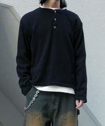 Starting Over（スターティングオーバー）の「short length one point embroidery press-stud henry neck thermal long-sleeved T-shirt/ショートレングス ワンポイント刺繍 スナップ ヘンリーネック サーマル ロングスリーブTシャツ 短丈 スナップ ヘンリー ワッフル ロンT（Tシャツ/カットソー）」