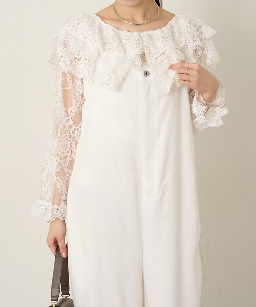 Omekashi（オメカシ）の「レースラッフルブラウス（シャツ/ブラウス・レディース・オフホワイト/ブラック・FREE）」の11枚目の写真