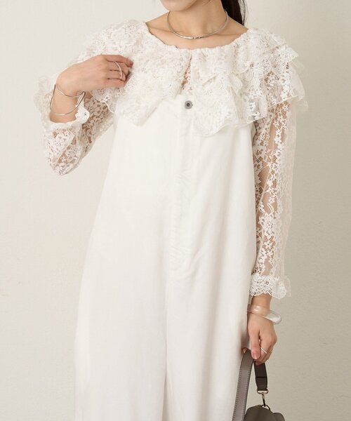 Omekashi（オメカシ）の「レースラッフルブラウス（シャツ/ブラウス・レディース・オフホワイト/ブラック・FREE）」の12枚目の写真