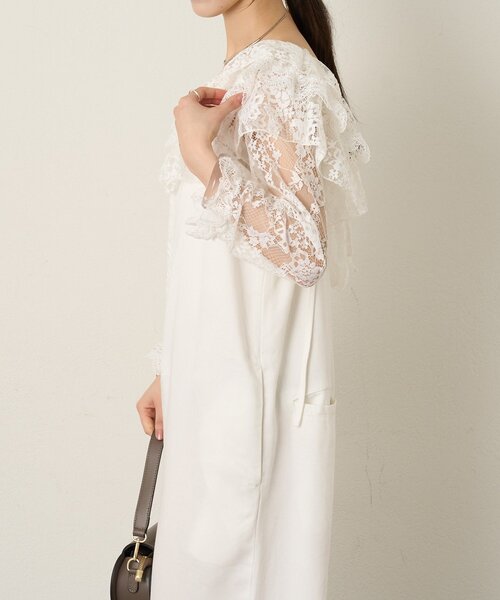 Omekashi（オメカシ）の「レースラッフルブラウス（シャツ/ブラウス・レディース・オフホワイト/ブラック・FREE）」の15枚目の写真