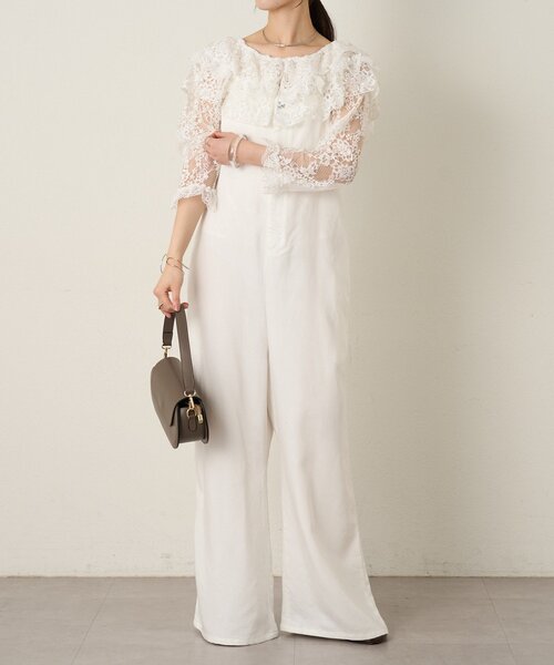 Omekashi（オメカシ）の「レースラッフルブラウス（シャツ/ブラウス・レディース・オフホワイト/ブラック・FREE）」の18枚目の写真