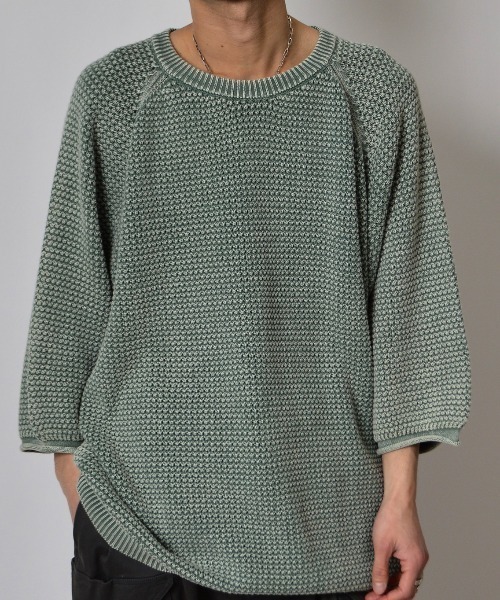 DOUBLE STEAL（ダブルスティール）の「DSストーンウォッシュラグラン7分袖ニットＰＯ（ニット/セーター・メンズ・ブラック/バーガンディー/グリーン・LARGE/MEDIUM）」の3枚目の写真