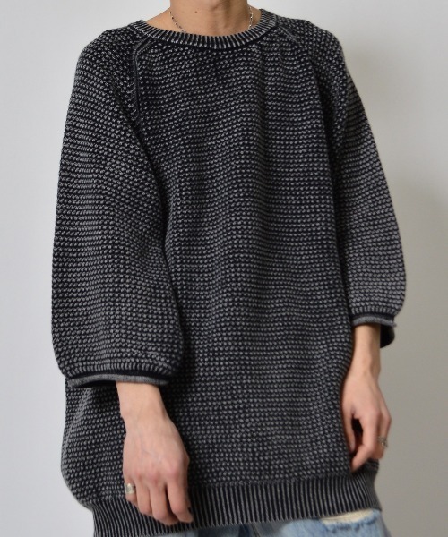 DOUBLE STEAL（ダブルスティール）の「DSストーンウォッシュラグラン7分袖ニットＰＯ（ニット/セーター・メンズ・ブラック/バーガンディー/グリーン・LARGE/MEDIUM）」の2枚目の写真