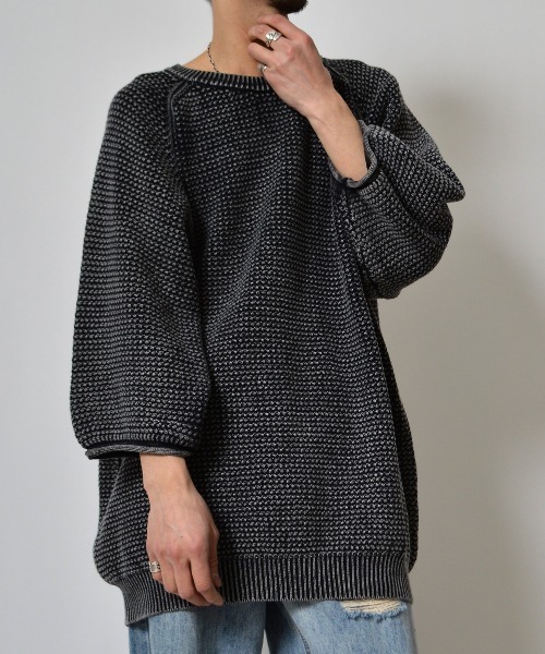 DOUBLE STEAL（ダブルスティール）の「DSストーンウォッシュラグラン7分袖ニットＰＯ（ニット/セーター・メンズ・ブラック/バーガンディー/グリーン・LARGE/MEDIUM）」の8枚目の写真