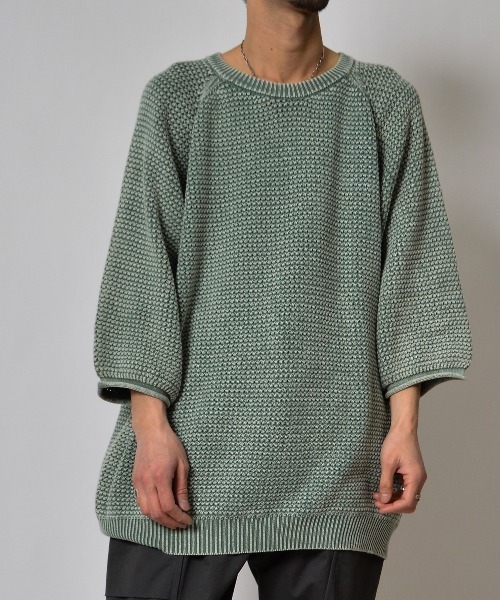 DOUBLE STEAL（ダブルスティール）の「DSストーンウォッシュラグラン7分袖ニットＰＯ（ニット/セーター・メンズ・ブラック/バーガンディー/グリーン・LARGE/MEDIUM）」の17枚目の写真