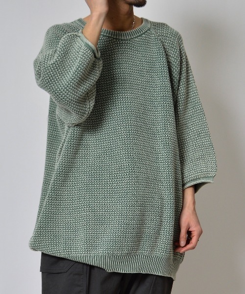 DOUBLE STEAL（ダブルスティール）の「DSストーンウォッシュラグラン7分袖ニットＰＯ（ニット/セーター・メンズ・ブラック/バーガンディー/グリーン・LARGE/MEDIUM）」の18枚目の写真