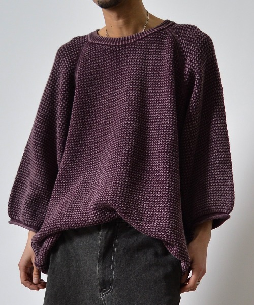 DOUBLE STEAL（ダブルスティール）の「DSストーンウォッシュラグラン7分袖ニットＰＯ（ニット/セーター・メンズ・ブラック/バーガンディー/グリーン・LARGE/MEDIUM）」の22枚目の写真