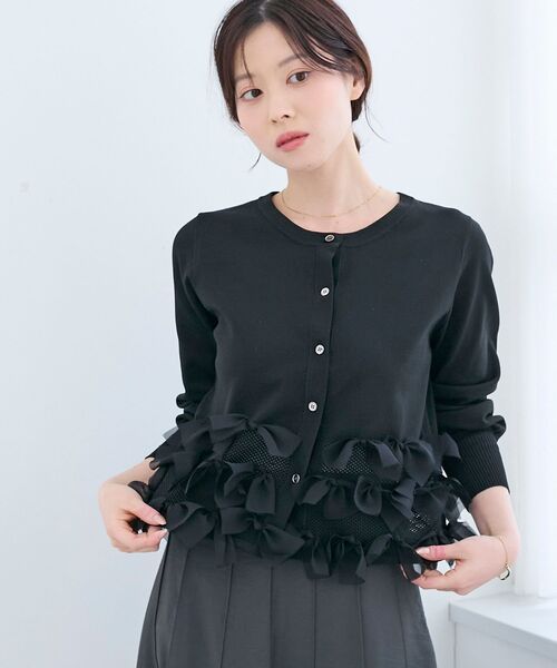 le.coeur blanc（ルクールブラン）の「《WEB限定アイテム》リボンデザインカーディガン（カーディガン/ボレロ・レディース・ベージュ/ブラック/アイボリー・38）」の21枚目の写真