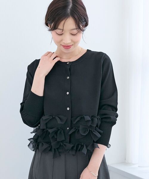 le.coeur blanc（ルクールブラン）の「《WEB限定アイテム》リボンデザインカーディガン（カーディガン/ボレロ・レディース・ベージュ/ブラック/アイボリー・38）」の20枚目の写真