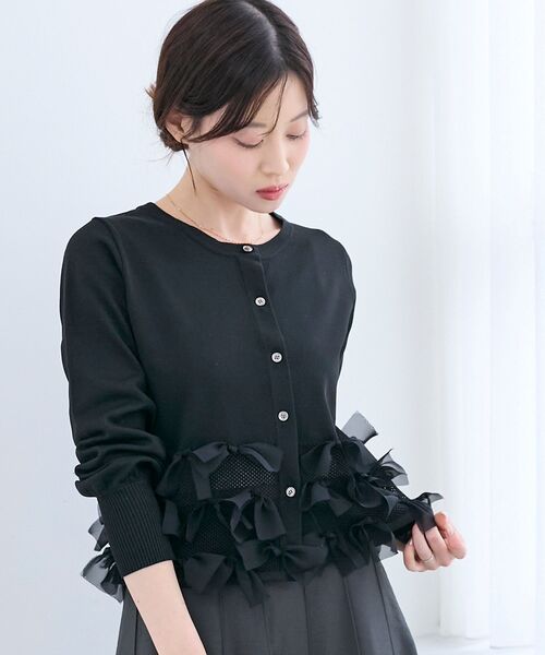 le.coeur blanc（ルクールブラン）の「《WEB限定アイテム》リボンデザインカーディガン（カーディガン/ボレロ・レディース・ベージュ/ブラック/アイボリー・38）」の19枚目の写真