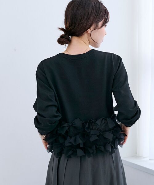 le.coeur blanc（ルクールブラン）の「《WEB限定アイテム》リボンデザインカーディガン（カーディガン/ボレロ・レディース・ベージュ/ブラック/アイボリー・38）」の16枚目の写真