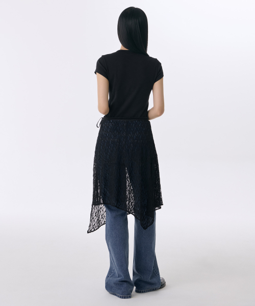 MUSINSA STANDARD WOMAN（ムシンサスタンダードウーマン）の「ウィメンズレースレイヤードラップスカート[ブラック]（スカート・レディース・その他・FREE）」の2枚目の写真