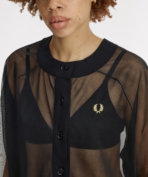 FRED PERRY（フレッドペリー）の「Sheer Cardigan／シアーカーディガン（ニット/セーター・レディース・ブラック・10）」の11枚目の写真