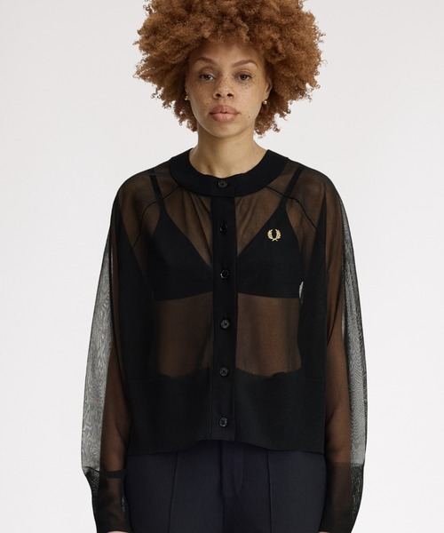FRED PERRY（フレッドペリー）の「Sheer Cardigan／シアーカーディガン（ニット/セーター・レディース・ブラック・10）」の13枚目の写真