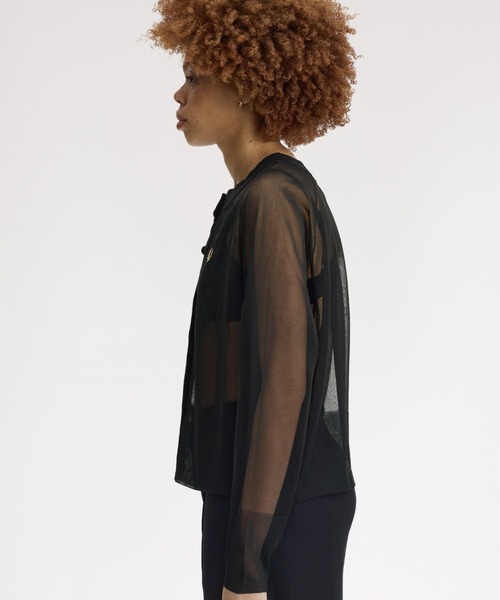 FRED PERRY（フレッドペリー）の「Sheer Cardigan／シアーカーディガン（ニット/セーター・レディース・ブラック・10）」の14枚目の写真
