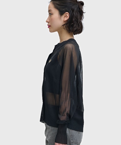 FRED PERRY（フレッドペリー）の「Sheer Cardigan／シアーカーディガン（ニット/セーター・レディース・ブラック・10）」の9枚目の写真