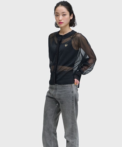 FRED PERRY（フレッドペリー）の「Sheer Cardigan／シアーカーディガン（ニット/セーター・レディース・ブラック・10）」の3枚目の写真