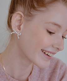 (SILVER925) Grace Pearl Ribbon Earring EC1953