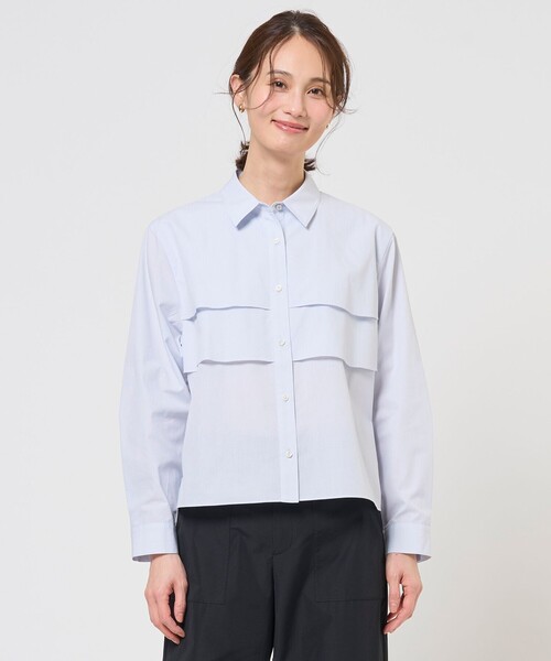 J.PRESS(ジェイプレス)の「【WEB限定カラーあり・一枚で着映え】COTTON TEX シャツ ブラウス(シャツ/ブラウス・レディース・ブルー系1/ピンク系/ベージュ系1/ライトグレー系1/サックスブルー系・11/9)」の2枚目の写真