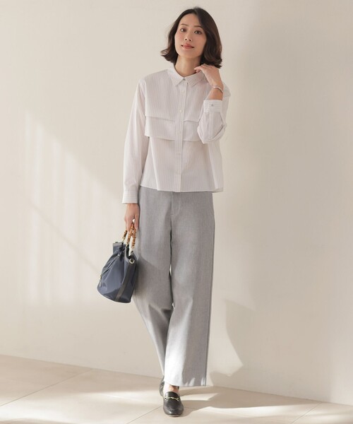 J.PRESS(ジェイプレス)の「【WEB限定カラーあり・一枚で着映え】COTTON TEX シャツ ブラウス(シャツ/ブラウス・レディース・ブルー系1/ピンク系/ベージュ系1/ライトグレー系1/サックスブルー系・11/9)」の7枚目の写真