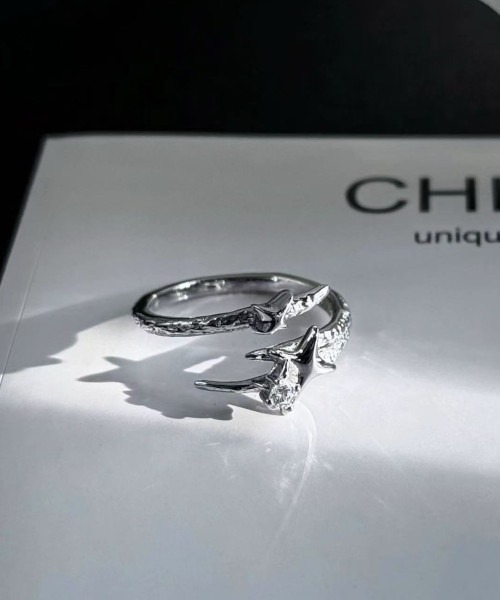 MASHIRO】Y2Kスターダストモチーフアクリルストーンリング シングル